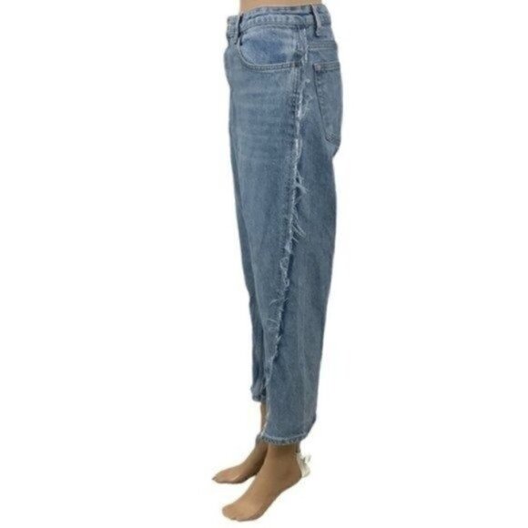 Topshop Bleached Raw-cut Hem Straight Jeans Hemmed to Cropped Size 30 - Picture 8 of 12